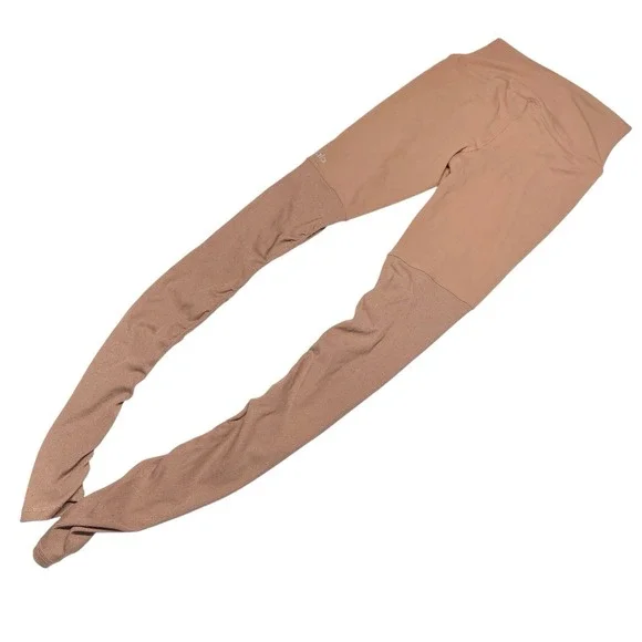 Alo Yoga Goddess Leggings Ribbed Knit Ruched Leg Stretch‎ Rose Quartz Size XS - Picture 9 of 10